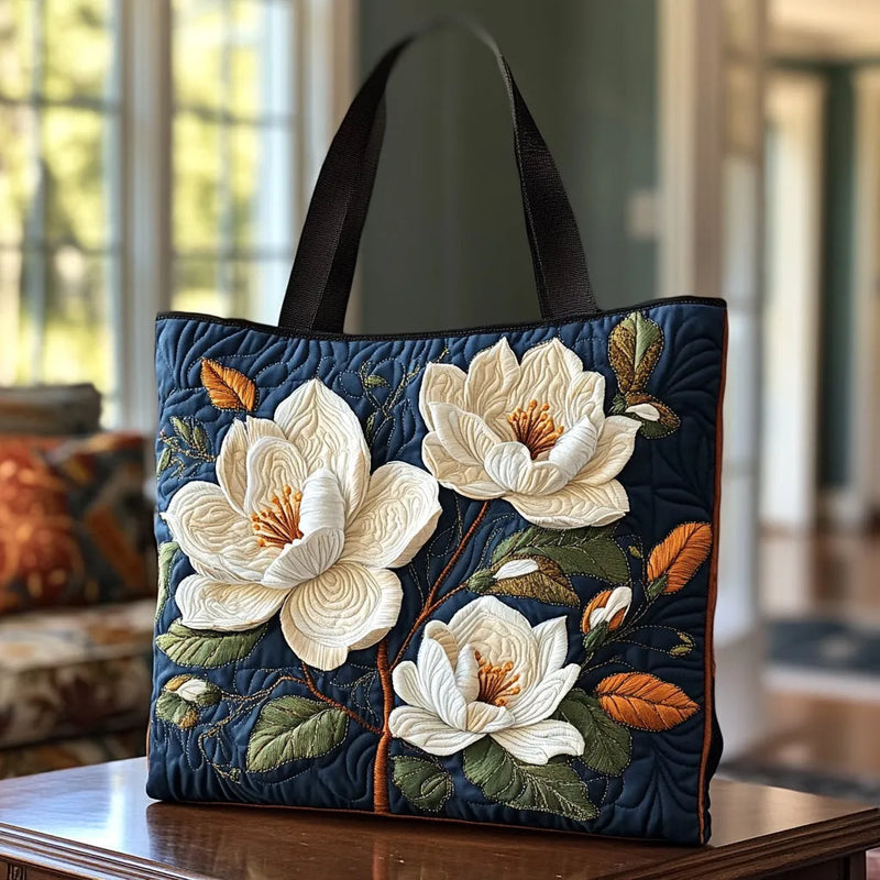Vintage Handbag "Magnolia at Dusk" — Navy Blue