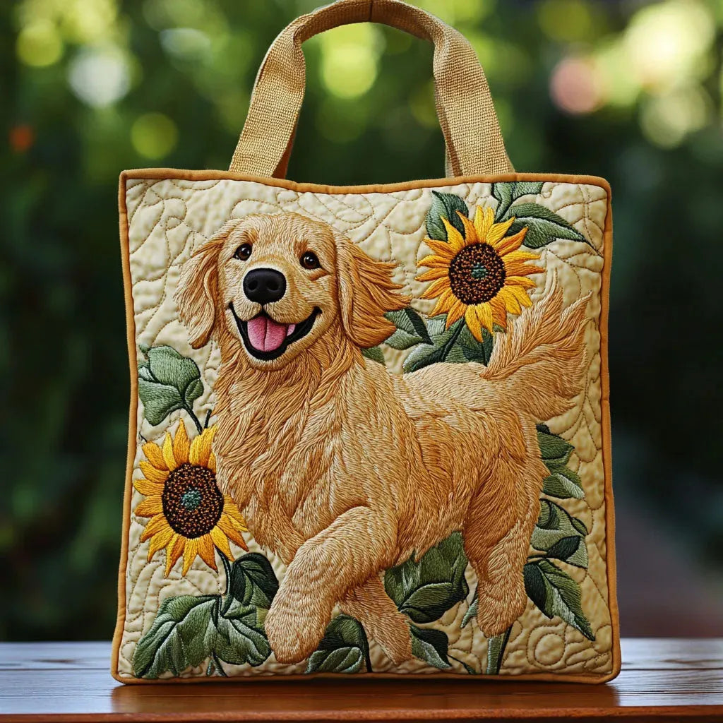 Vintage Bag "Golden Retriever and Sunflowers" — Summer