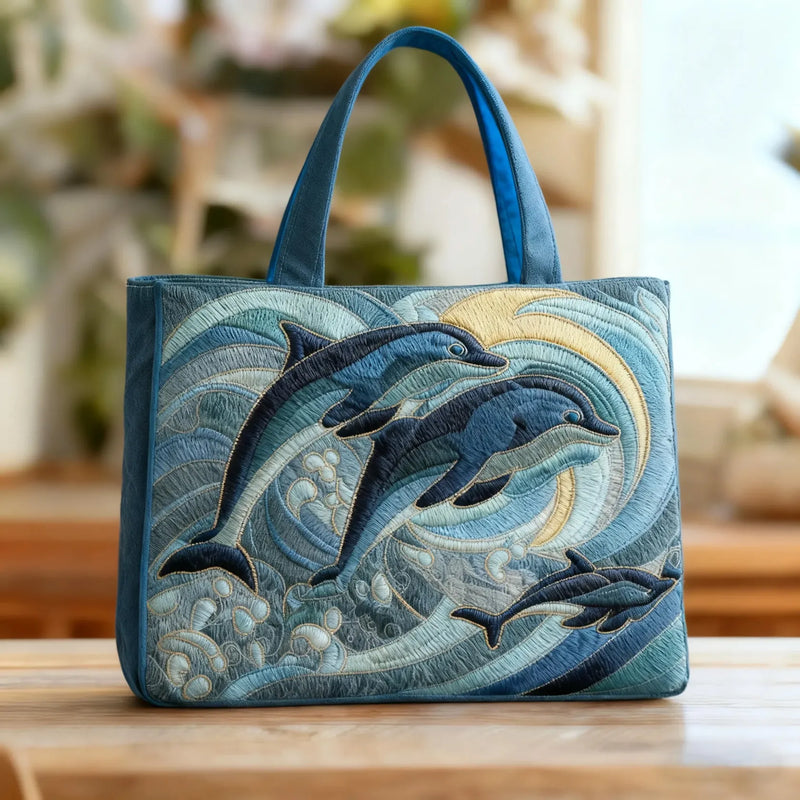 Vintage Bag "Dolphins in Waves" — Sea