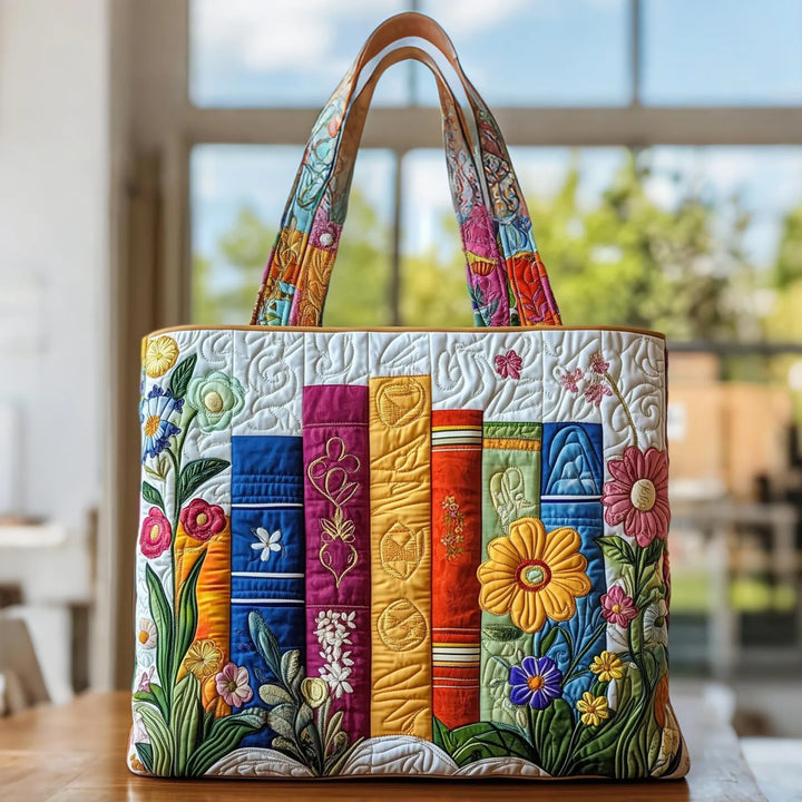 Embroidered Vintage Bag "Books and Field Flowers" — Library