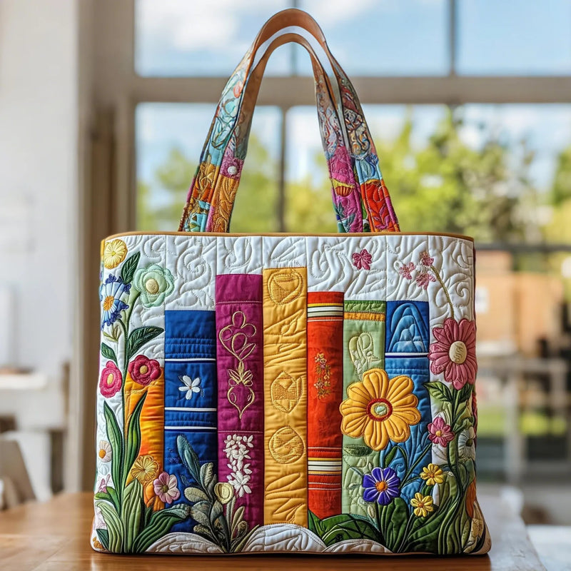 Embroidered Vintage Bag "Books and Field Flowers" — Library