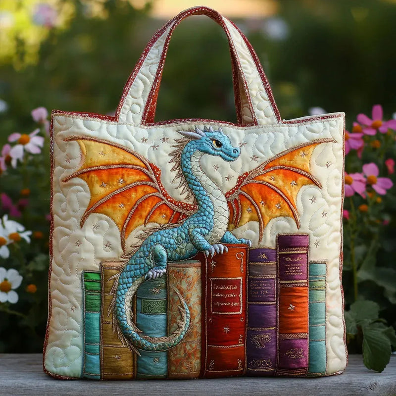 Vintage Embroidered Bag "Dragon and Old Books" — Fairytale
