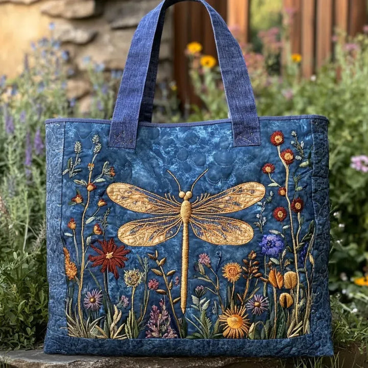 Vintage Handbag "Dragonfly in the Field" — Navy Blue