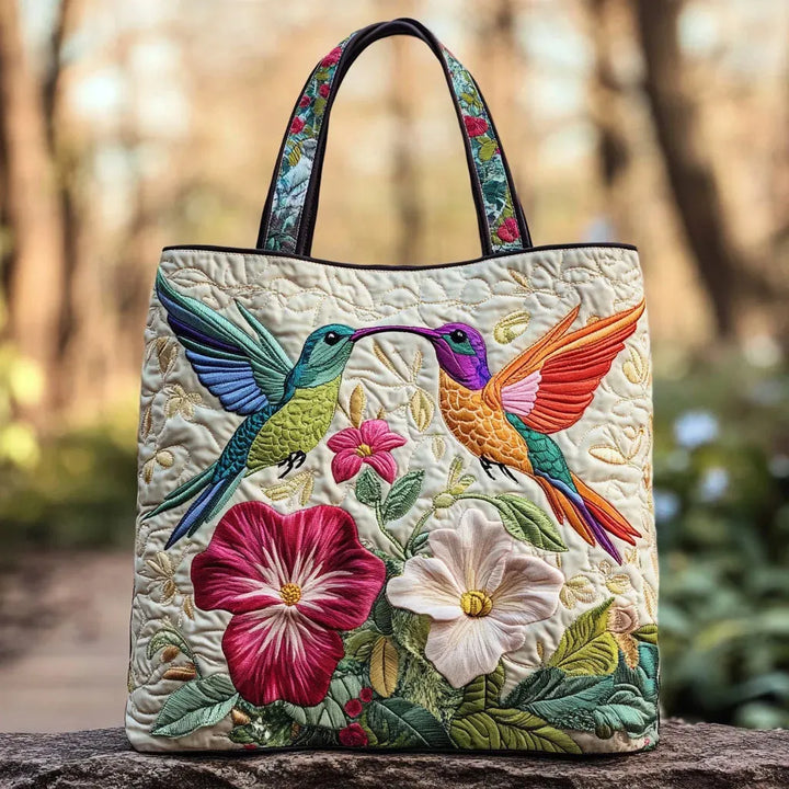 Embroidered Vintage Bag "Hummingbirds and Hibiscus" — Exotic
