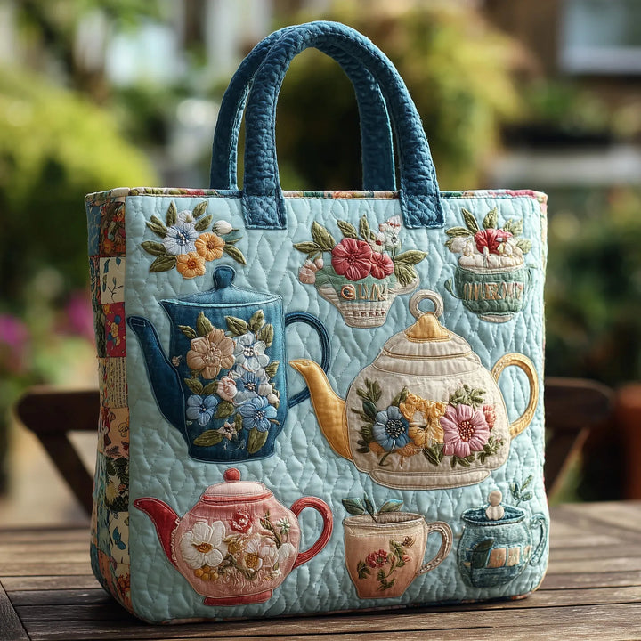 Embroidered Vintage Bag "Teapots in Bloom" — Tea
