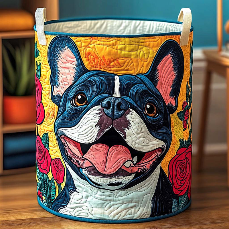 Bloomy Frenchie Smile Laundry Basket