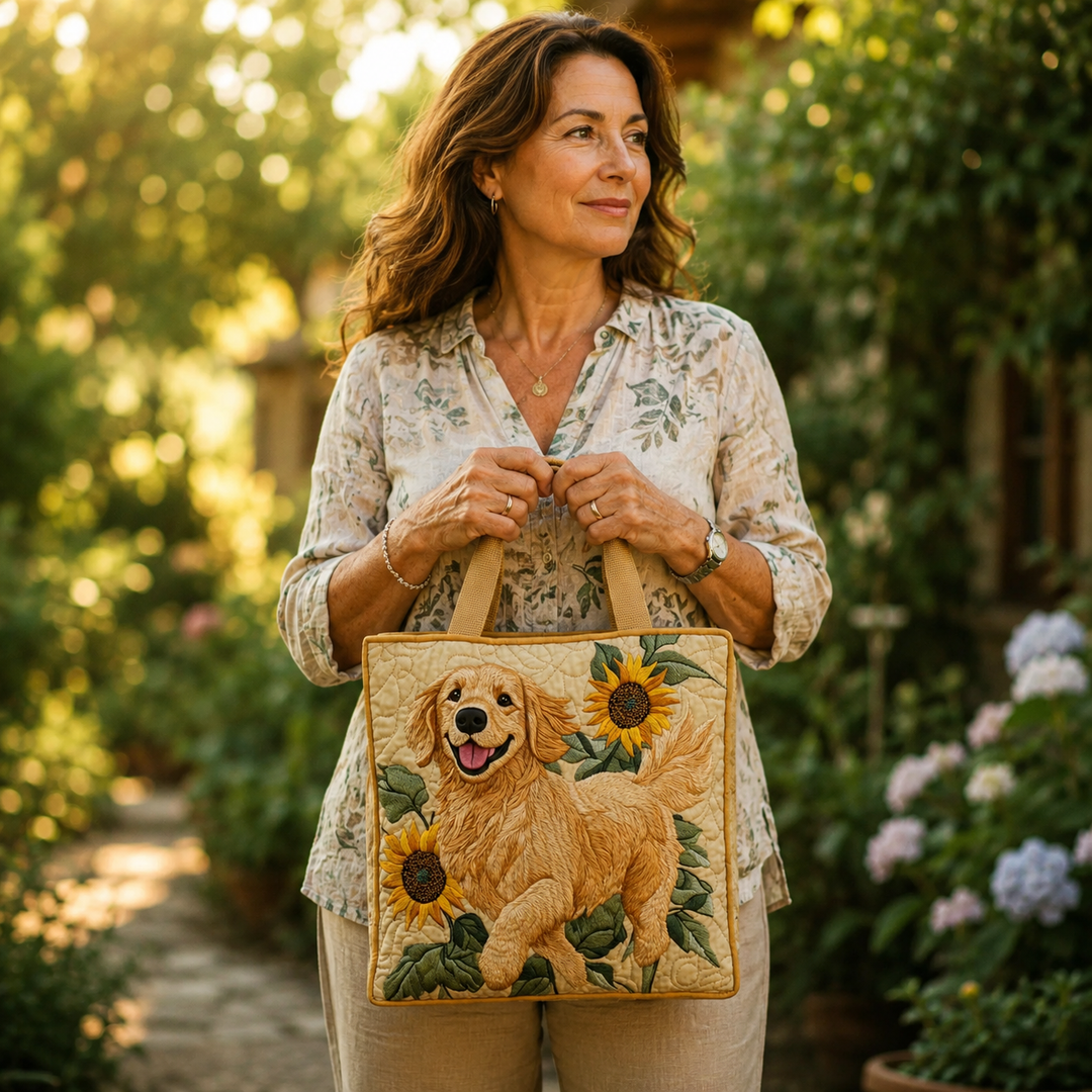 Vintage Bag "Golden Retriever and Sunflowers" — Summer