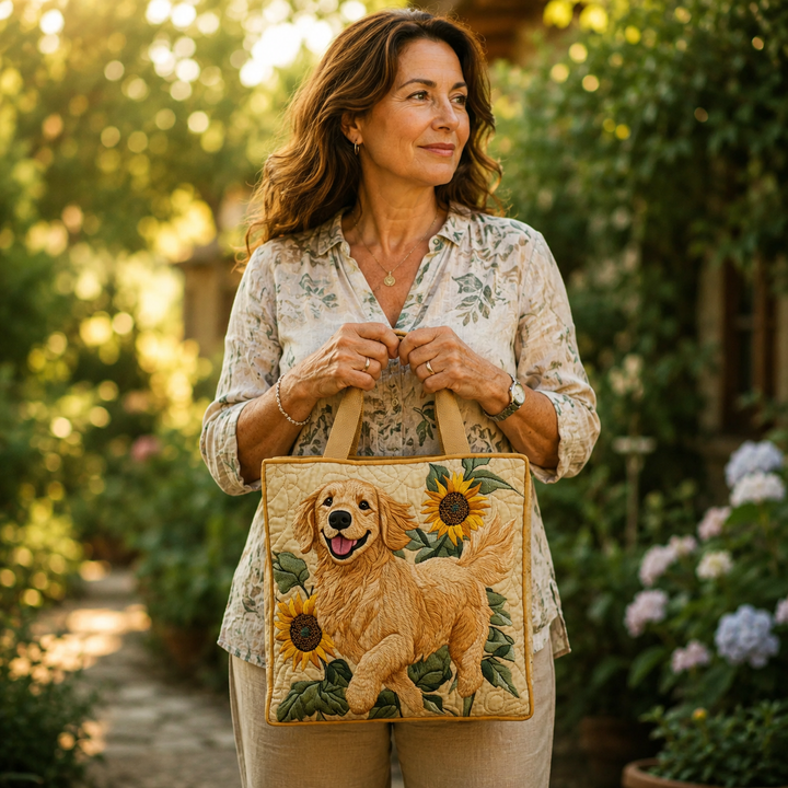 Vintage Bag "Golden Retriever and Sunflowers" — Summer