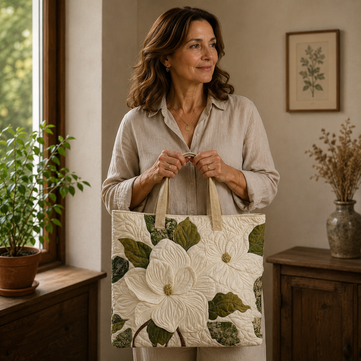 Embroidered Vintage Bag "White Magnolia" — Classic