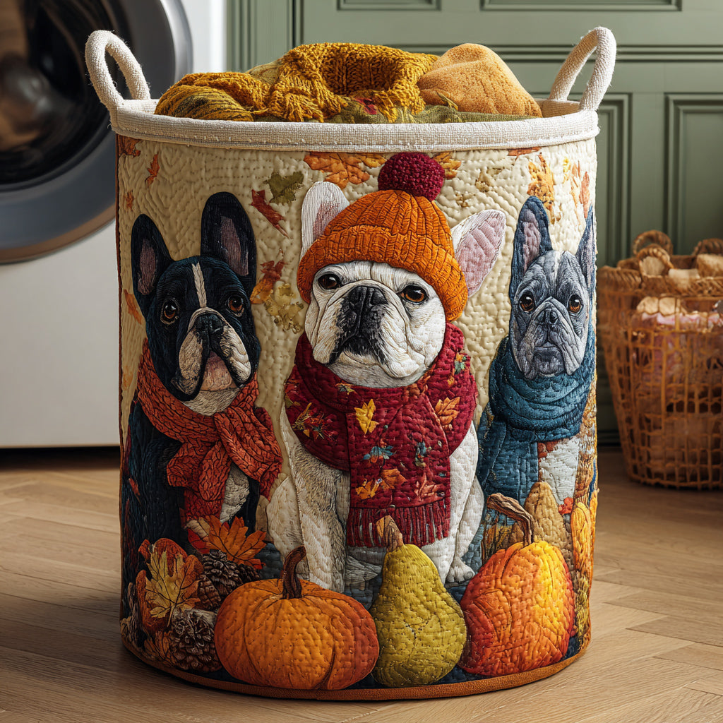 Cozy Trio Bulldog Laundry Basket