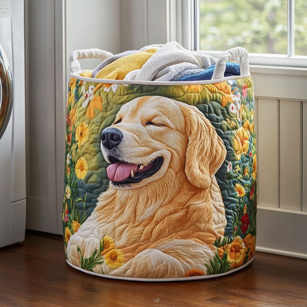 Golden Retriever Bloom Laundry Basket