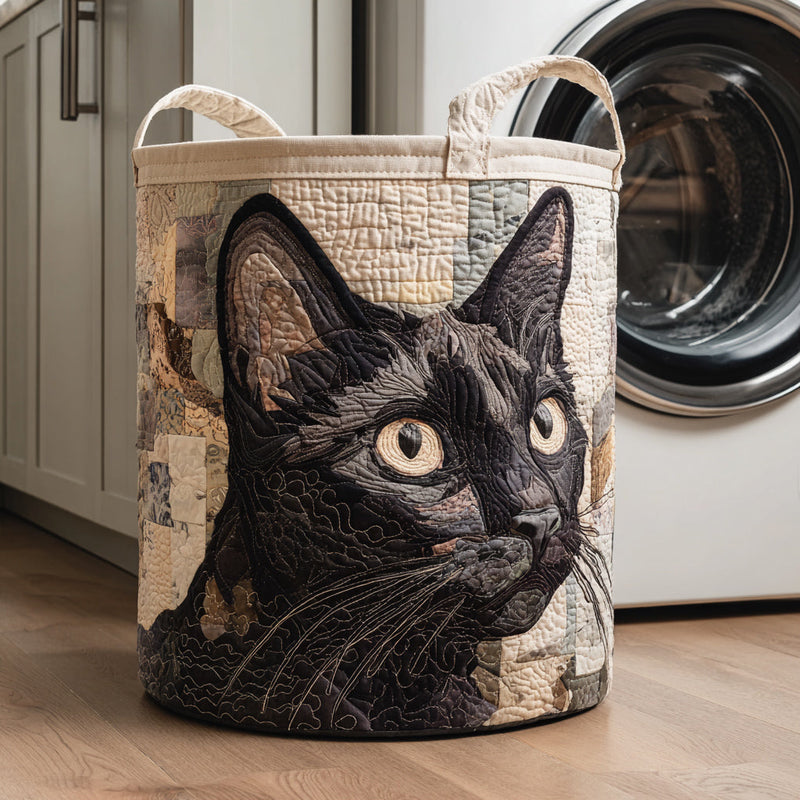 Rustic Black Cat Laundry Basket