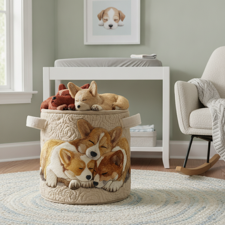 Holiday Corgi Dreams Laundry Basket