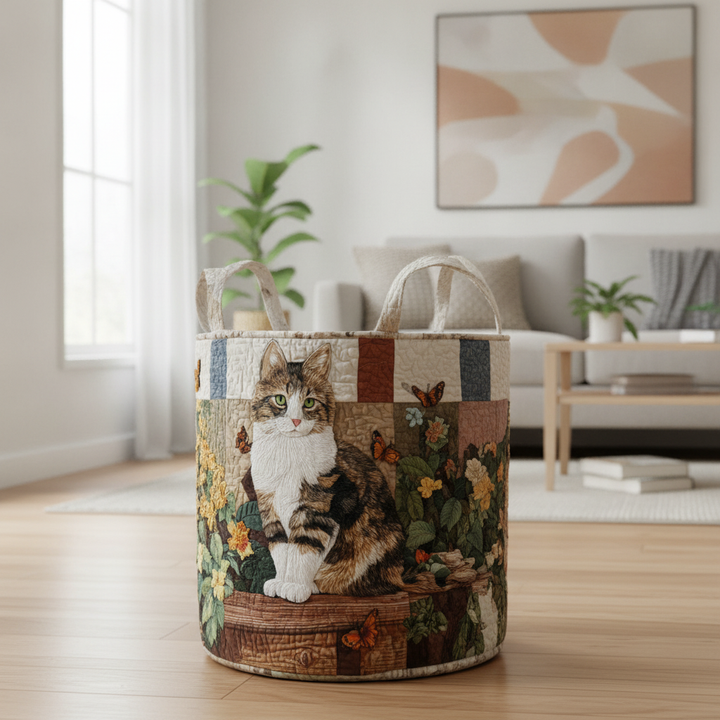 Cat Among Petals Laundry Basket