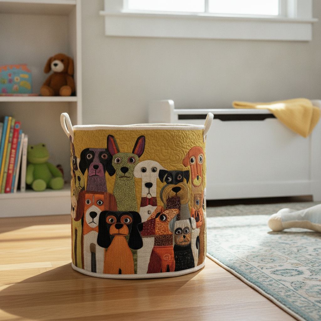 Whimsy Woofs Laundry Basket